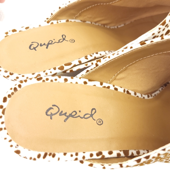 Qupid Block Heel Mules Animal Print Pointed Toe Alip On Clogs Shoes Size 7 - Picture 6 of 8